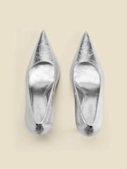 Sosandar Silver Leather Curved Heel Court Shoes - Image 3 of 4