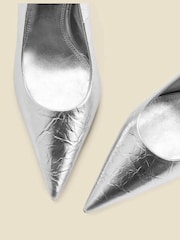Sosandar Silver Leather Curved Heel Court Shoes - Image 4 of 4