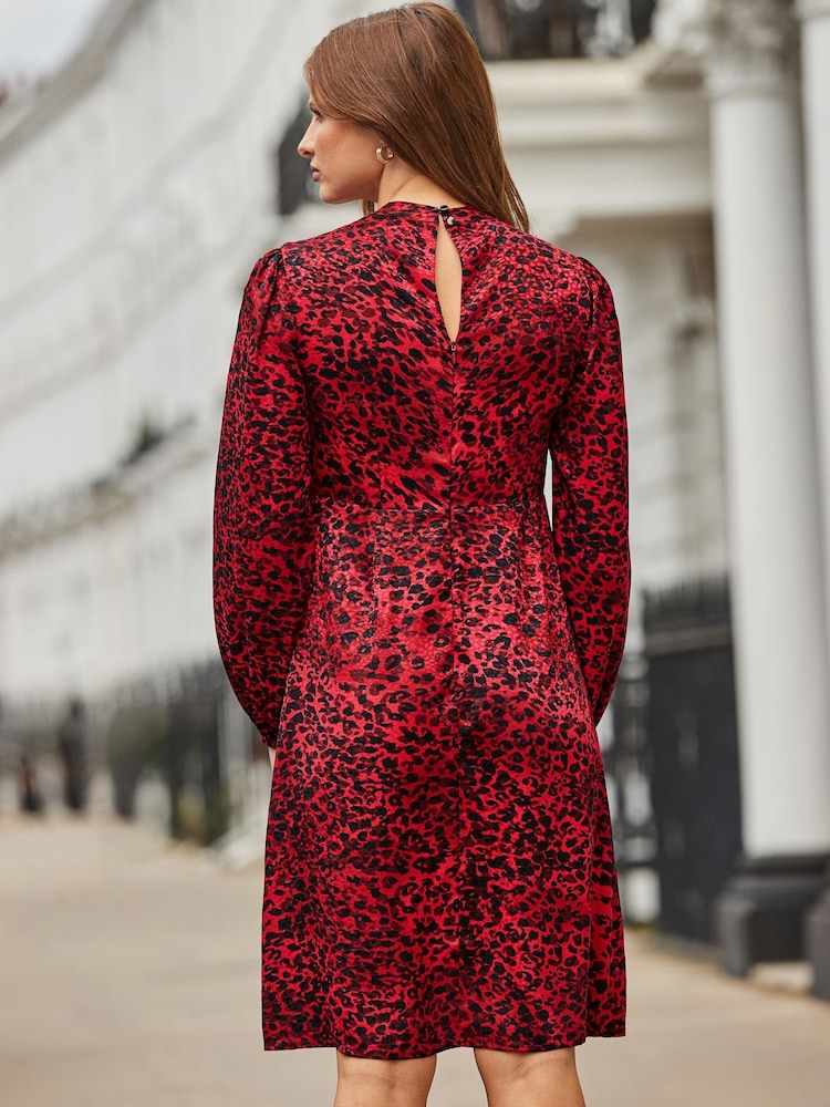 red animal print dress uk Buy Sosandar Red Animal Print Key Hole Detail Fit & Flare Dress from the  Next UK online shop