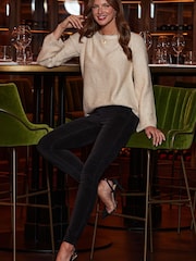 Sosandar Cream Sequin Jumper With Black Bow Detail - Image 2 of 3