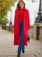 Sosandar Red Oversized Double Breasted Coat - Image 1 of 5