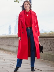 Sosandar Red Oversized Double Breasted Coat - Image 2 of 5