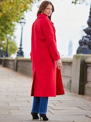 Sosandar Red Oversized Double Breasted Coat - Image 3 of 5