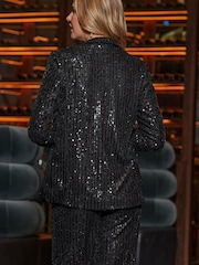 Sosandar Black Sequin Relaxed Fit Blazer - Image 3 of 5