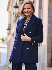 Sosandar Blue Double Breasted Coat - Image 1 of 5