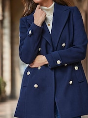 Sosandar Blue Double Breasted Coat - Image 3 of 5