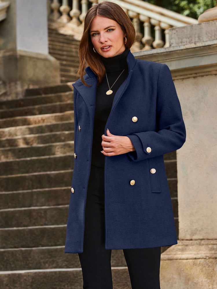 Sosandar Blue Double Breasted Coat - Image 5 of 5