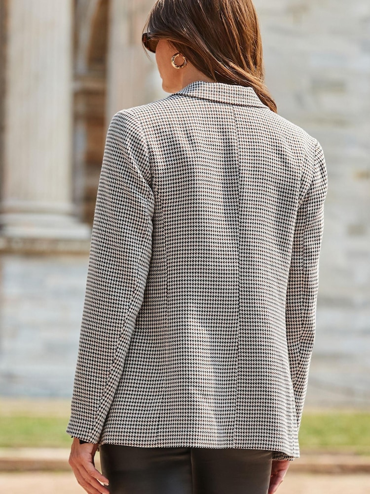 Sosandar Brown Checked Double Breasted Blazer - Image 4 of 5
