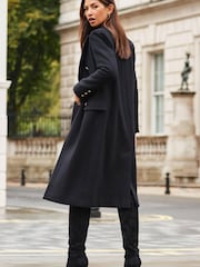 Sosandar Black Double Breasted Longline Coat - Image 5 of 5
