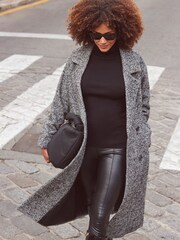 Sosandar Petites tailles Manteau long à chevrons en laine mélangée - Image 4 de 5