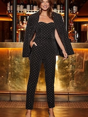 Sosandar Black Petite Sparkle Tapered Trousers - Image 2 of 5