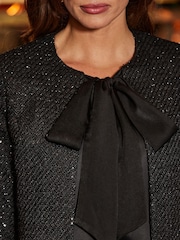 Sosandar Black Shimmer Boucle Bow Detail Jacket - Image 5 of 5