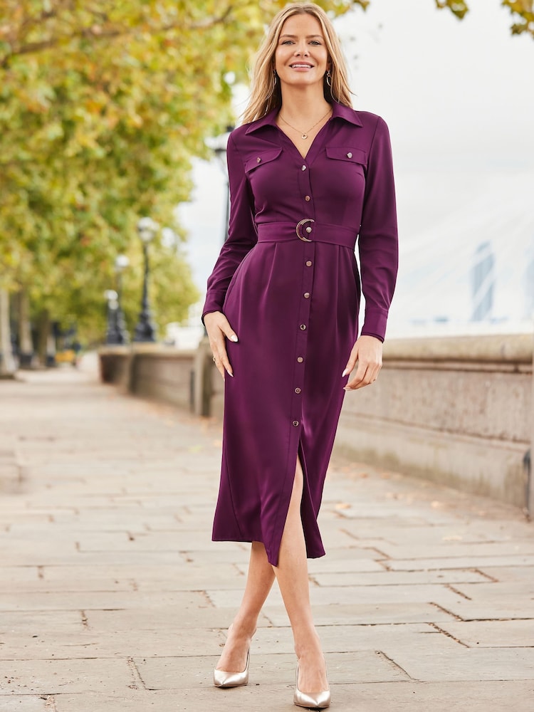 Sosandar Red Utility Shirt Dress - Image 1 of 5