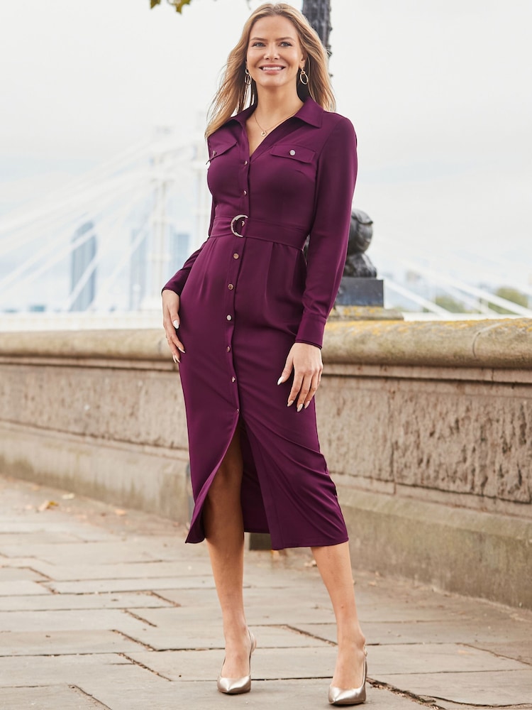 Sosandar Red Utility Shirt Dress - Image 2 of 5