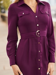 Sosandar Red Utility Shirt Dress - Image 4 of 5
