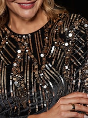 Sosandar Black Velvet Embellished Pencil Mini Dress - Image 5 of 5