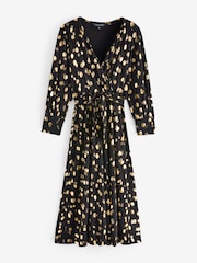 Sosandar Black Metallic Spot Print Wrap Dress - Image 6 of 6