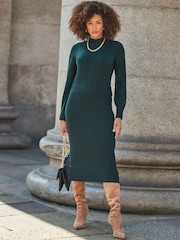 Vestido a media pierna de punto trenzado en dos piezas de Sosandar - Imagen 4 de 5