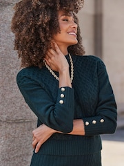 Sosandar Green Two Part Cable Knit Midi Dress - Image 5 of 5