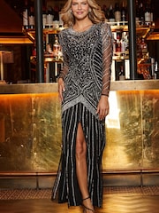 Sosandar Black Premium Embellished Maxi Dress - Image 1 of 5