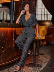 Sosandar Silver Metallic Wrap Wide Leg Jumpsuit - Image 5 of 5