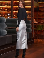 Sosandar Silver Metallic Midaxi Skirt - Image 4 of 4