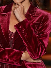 Sosandar Red Velvet Tailored Blazer - Image 3 of 4