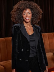 Sosandar Black Velvet Tuxedo Blazer - Image 3 of 5
