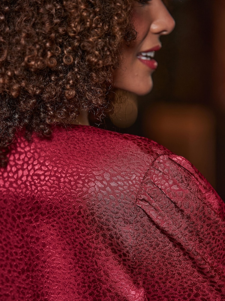 Sosandar Red Satin Wrap Top - Image 4 of 5