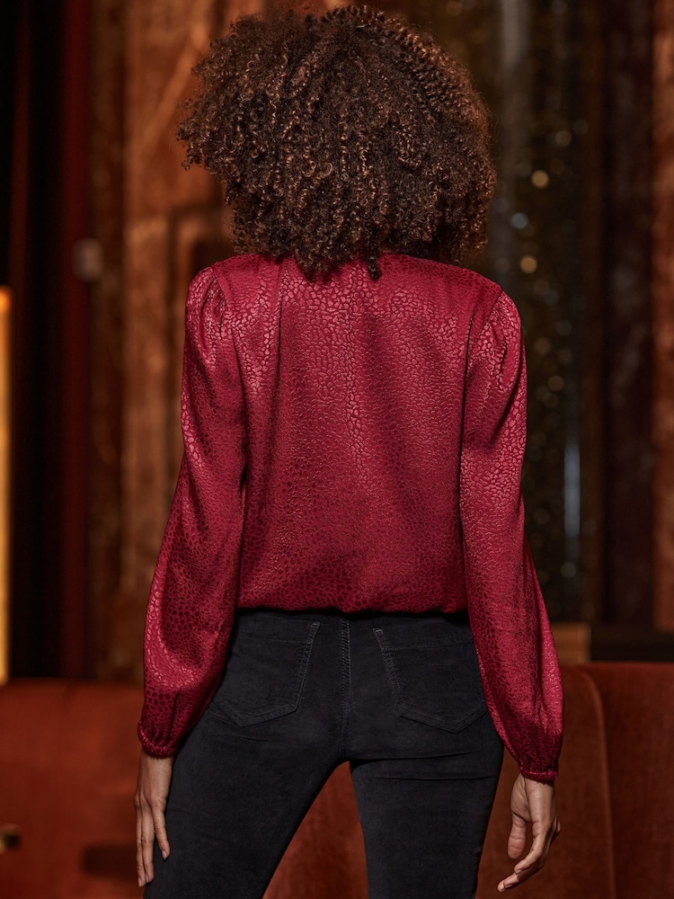 Sosandar Red Satin Wrap Top - Image 5 of 5