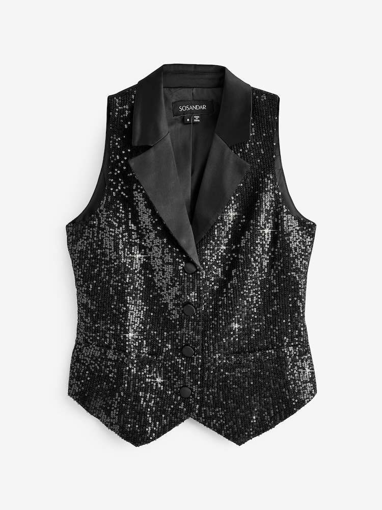 Black Sequin Waistcoat Black Sequin Waistcoat