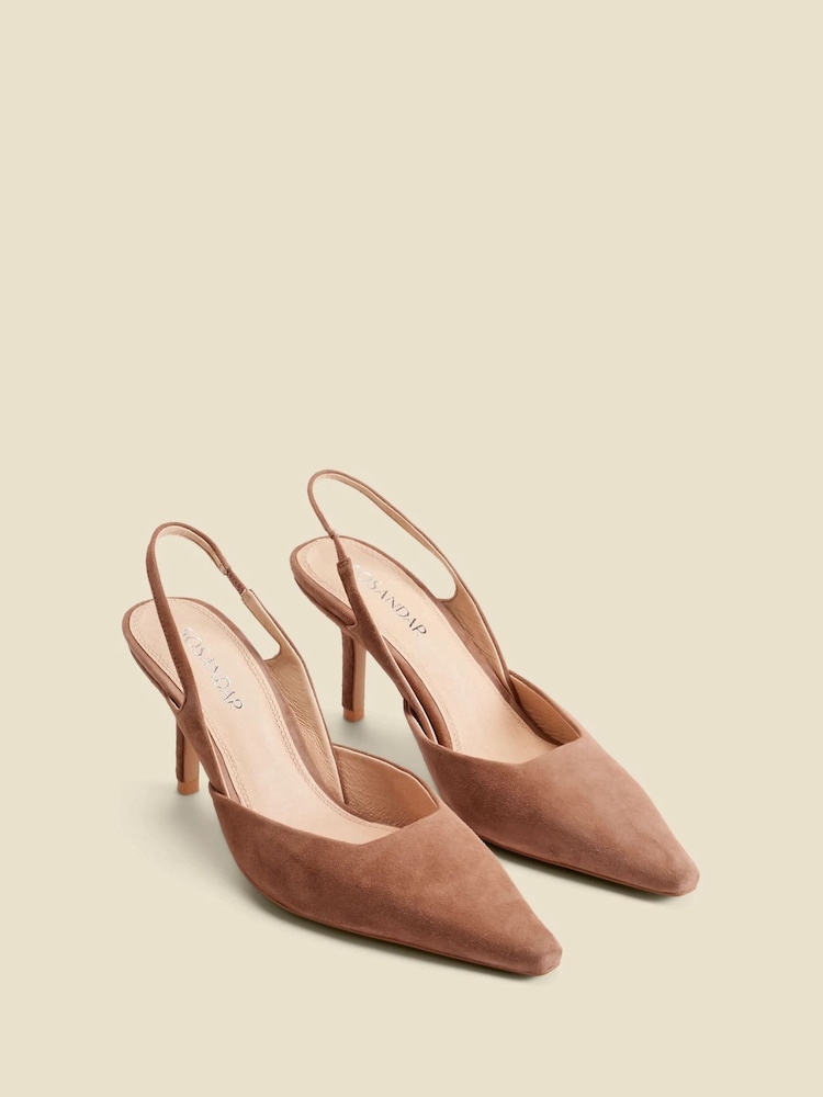 Sosandar Natural Suede Slingback Heels - Image 1 of 4 Sosandar Natural Suede Slingback Heels - Image 1 of 4