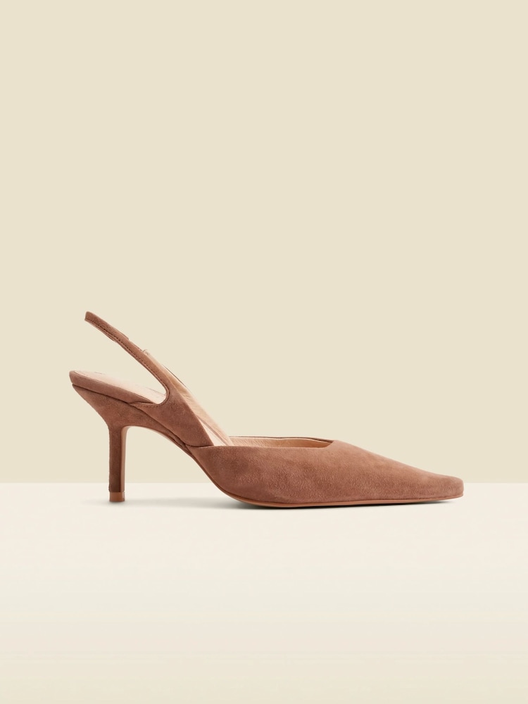 Sosandar Natural Suede Slingback Heels - Image 2 of 4