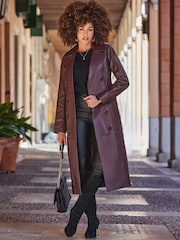 Sosandar Red Leather Trench Coat - Image 1 of 5