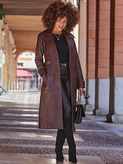Sosandar Red Leather Trench Coat - Image 2 of 5