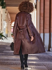 Sosandar Red Leather Trench Coat - Image 3 of 5