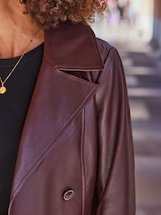 Sosandar Red Leather Trench Coat - Image 4 of 5