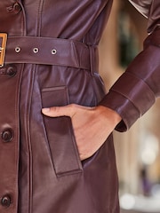 Sosandar Red Leather Trench Coat - Image 5 of 5