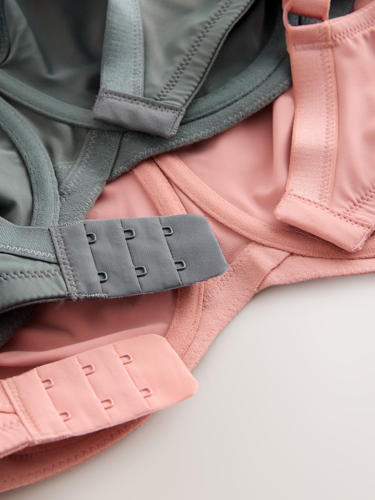 Pink/Khaki F-K Cup Under Arm Smoothing Non Pad Wired Minimising Ultimate Comfort Bras 2 Pack - Image 10 of 10