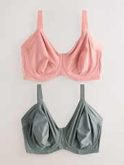 Pink/Khaki F-K Cup Under Arm Smoothing Non Pad Wired Minimising Ultimate Comfort Bras 2 Pack - Image 6 of 10