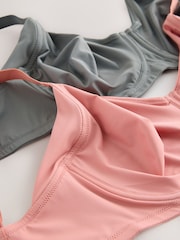 Pink/Khaki F-K Cup Under Arm Smoothing Non Pad Wired Minimising Ultimate Comfort Bras 2 Pack - Image 9 of 10