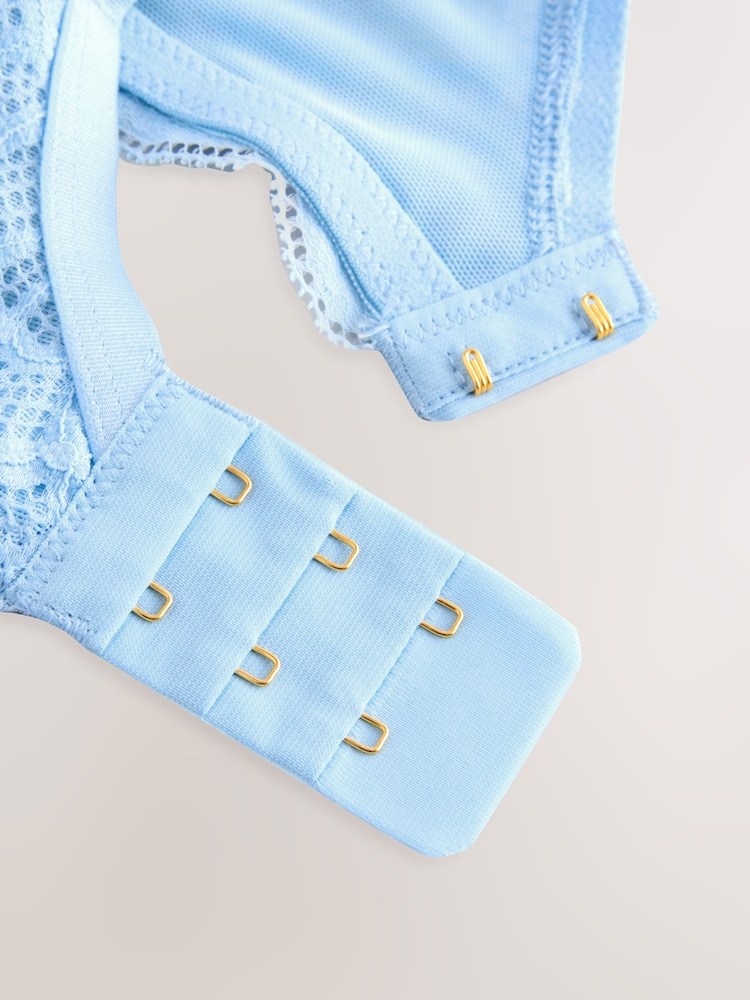 Blue DD+ Non Pad Plunge Lace Bra - Image 9 of 9
