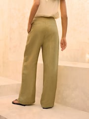 Green N Premium 100% Linen Wide Leg Trousers - Image 4 of 9