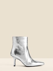 Sosandar Silver Leather Square Toe Ankle Boots - Image 1 of 6