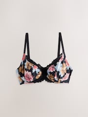 Blue/Pink/Floral 3 Pack DD+ Non Pad Wired Full Cup Microfibre Lace Bra - Image 10 of 13