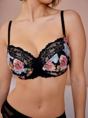 Blue/Pink/Floral 3 Pack DD+ Non Pad Wired Full Cup Microfibre Lace Bra - Image 5 of 13