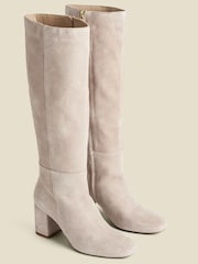 Sosandar Natural Suede Block Heel Knee High Boots - Image 1 of 4