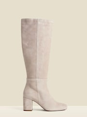 Sosandar Natural Suede Block Heel Knee High Boots - Image 2 of 4