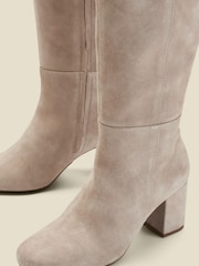 Sosandar Natural Suede Block Heel Knee High Boots - Image 3 of 4