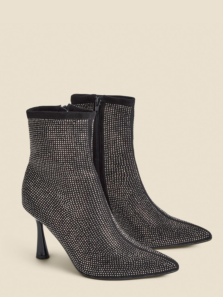 Sosandar Sparkle Flared Heel Sock Boots - Imagem 2 de 4